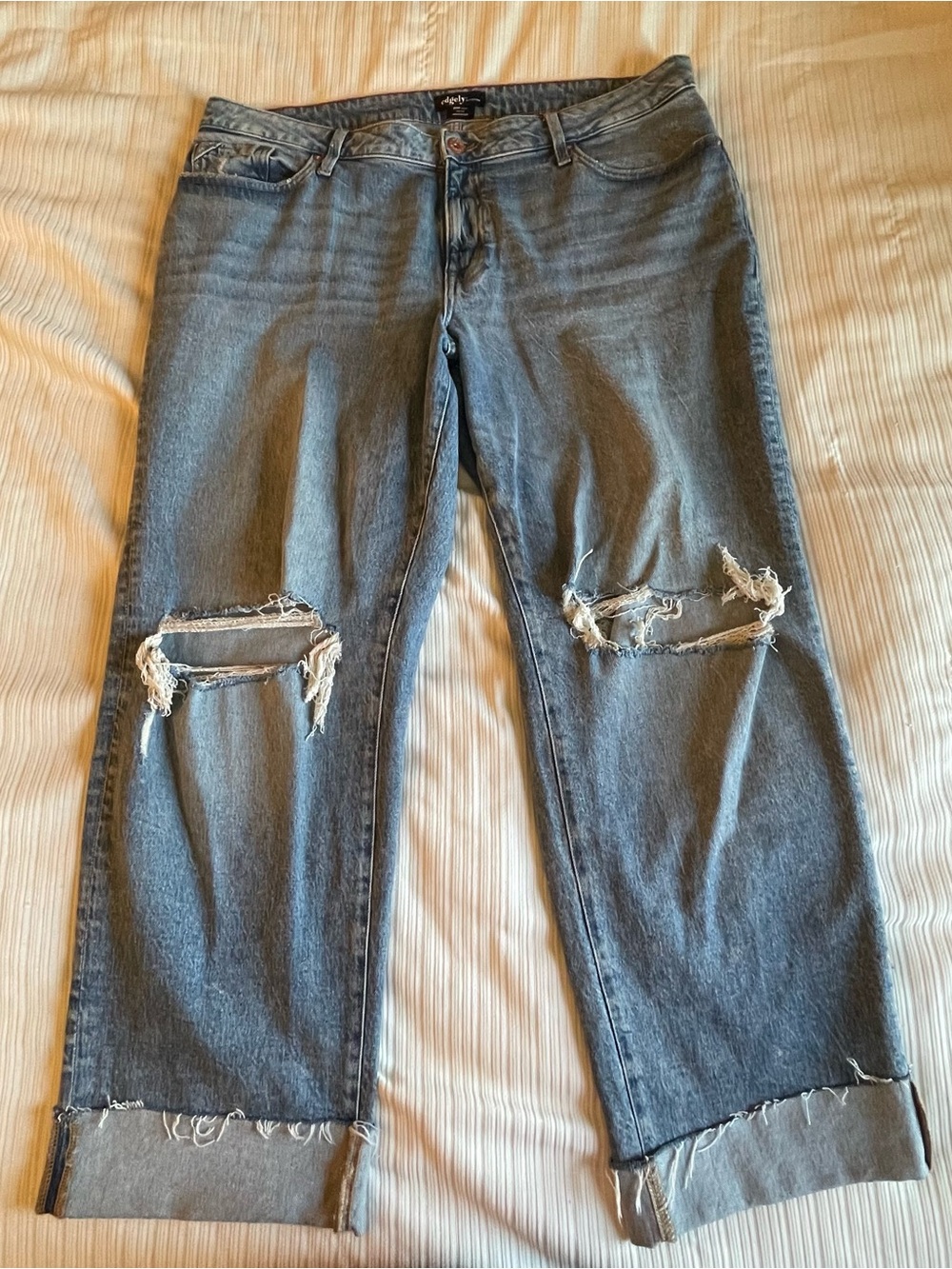 Maurices Faded Blue Distressed Boyfriend Jeans